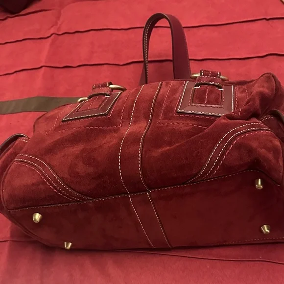 Coach Rich Red Suede Satchel - Picture 2 of 8